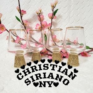 ✨️Christian Siriano NY Set of Four Rhinestones Decorative Shot Glasses